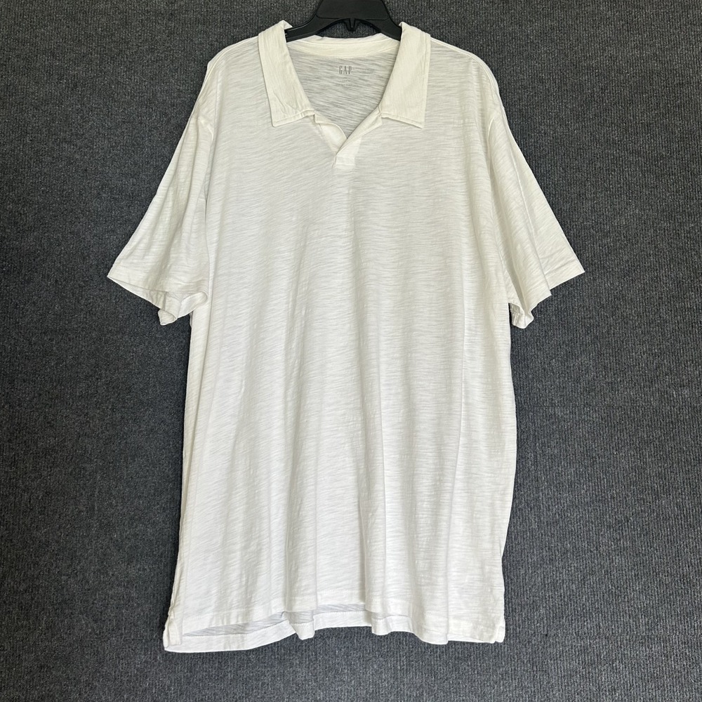 Gap Lived In Men's XXL Shirt Collared White Short Sleeve Soft Textured Casual
